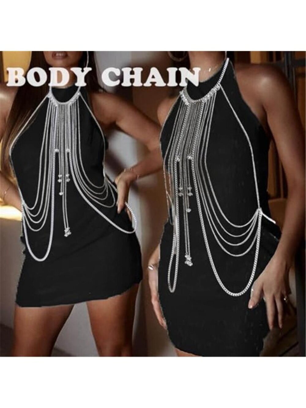 Body Chain Necklace Flower Lace Body Chain Layered Tassel Body Crossover - Picture 3 of 6